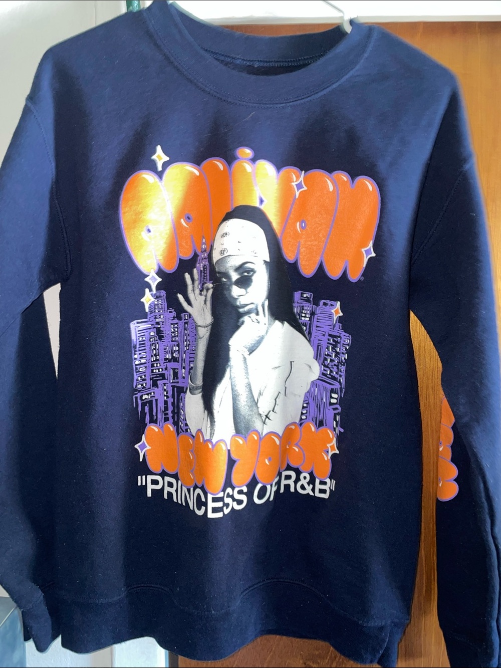 Navy Graphic Crewneck Sweatshirt - 'Princess of R&B'